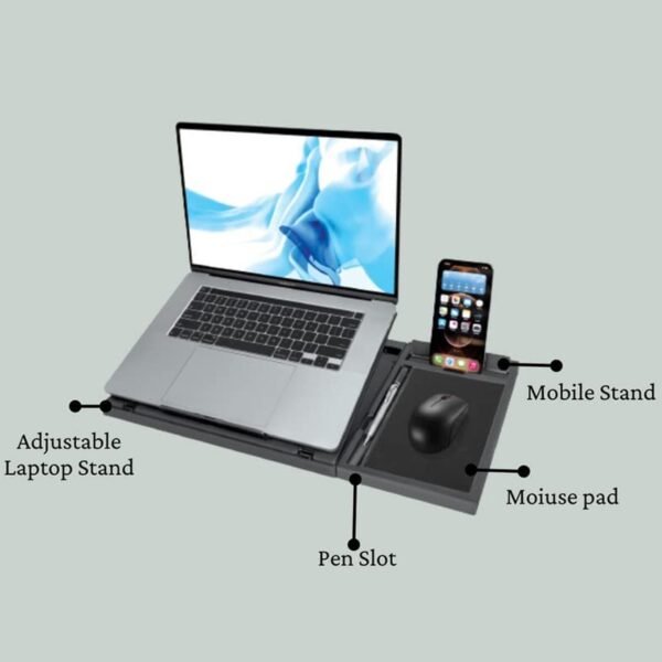 Laptop Stand Suitable Portable Foldable Compatible with MacBook Notebook Tablet Tray Desk Table Book with Free Phone Stand - Image 3