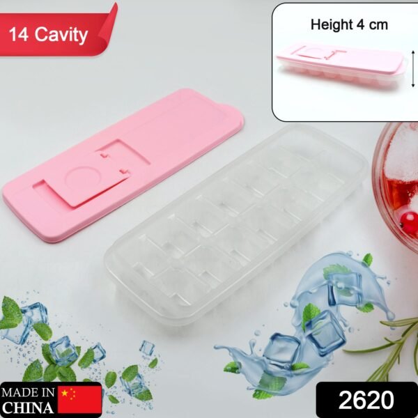 Ice Cube Trays, Ice Tray Food Grade Flexible Silicone Ice Cube Tray Molds with Lids, Easy Release Ice Trays Make 14 Ice Cube, Stackable Dishwasher Safe - Image 2