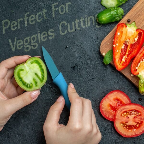 Professional Colorful Kitchen Knives Set of 6 Pieces, Non-Stick Blades with High Carbon Stainless Steel, Sharp Kitchen Cutting Knives Set for Slicing, Paring and Cooking, Chef Kitchen Knives Set - Image 9