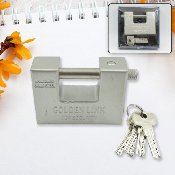 94mm Stainless Steel Padlock: Rectangular, Hardened Steel, 5 Keys - Image 5