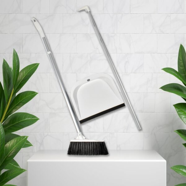 Broom and Dustpan Cleaning Set Long Handled Dustpan and Brush Handle Dust Pan Broom Sweeper Long Handle Broom and Dustpan Set for Kitchen,Home,Lobby Schools,Hospital etc.