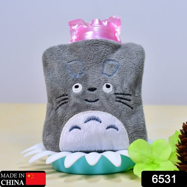 Totoro Cartoon Small Hot Water Bag with Cover for Pain Relief - Image 2