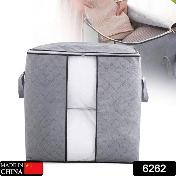 Storage bag with Zipper and Space Saver Comforter bag, Pillow, Quilt, Bedding, Clothes, Blanket Storage Organizer Bag with Large Clear Window and Carry Handles for Closet. - Image 2