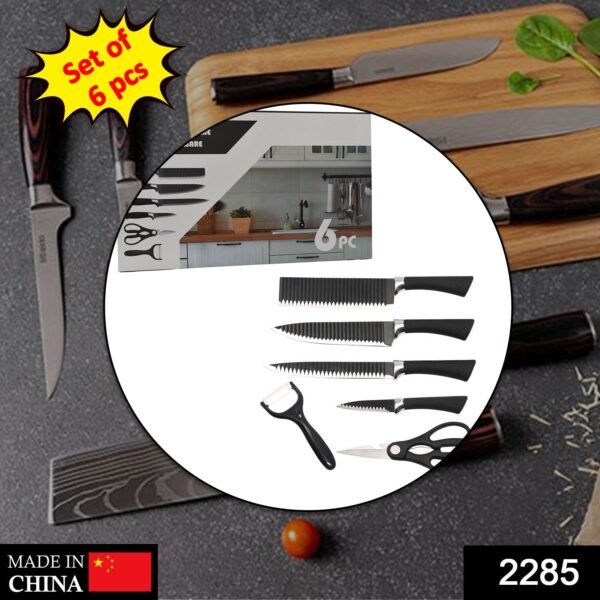 Stainless Steel Knife Set With Chef Peeler And Scissor (6 Pieces) - Image 2