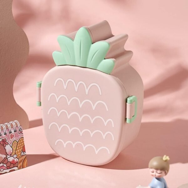 Kids Lunch Box Cute Pineapple Shaped Bento Box with Fork Spoon Snack Candy Container Microwave Portable Office Lunch Box (1 Pc / With Spoon, Fork & Color Box) - Image 9