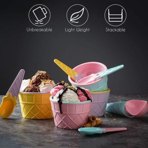 Ice-Cream Waffle Spoon Bowel Cup Set - Image 6