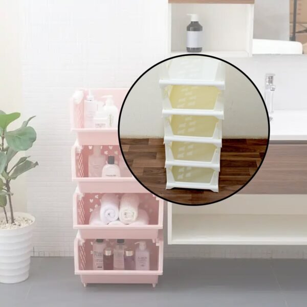 5 Layer Stackable Multifunctional Storage,for Clothes Foldable Drawer Shelf Basket Utility Cart Rack Storage Organizer Cart for Kitchen, Pantry Closet, Bedroom, Bathroom, Laundry (5 Layer 1 Pc) - Image 6