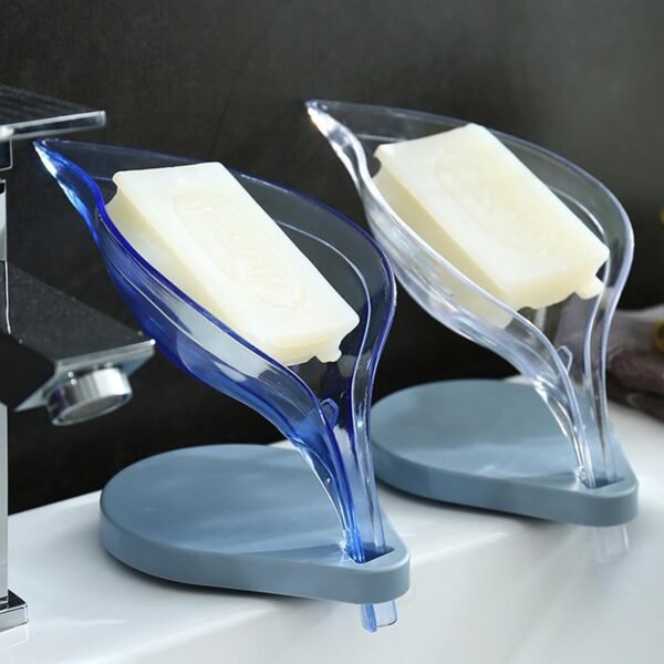 Plastic Leaf Shape Soap Box Self Draining Bathroom Soap Holder(Mix Color / 1 Pc) - Image 3