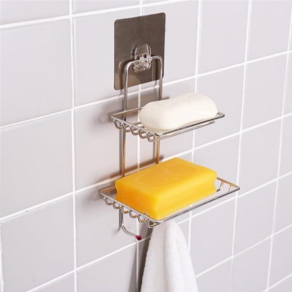 Kitchen Bathroom Soaps Storage Rack with 2 Hook for Home - Image 7