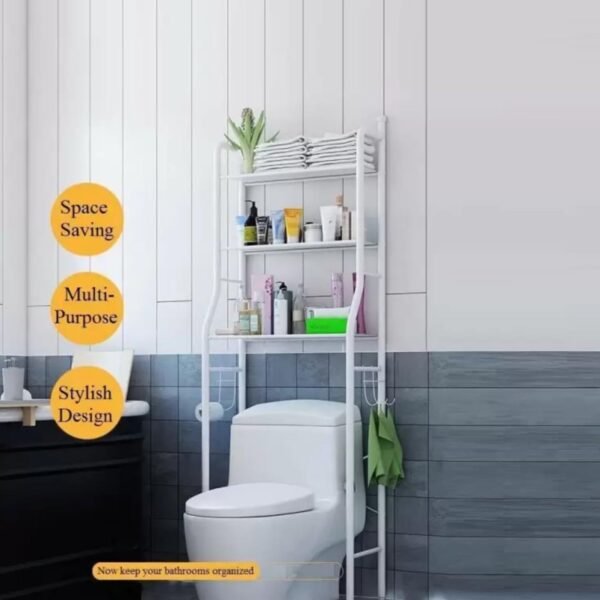 Multi-Layer The Toilet Storage Rack Metal | Bathroom Shelf Space Saving Organizer for Laundry Room Wash Basin Floor Stand - Image 6