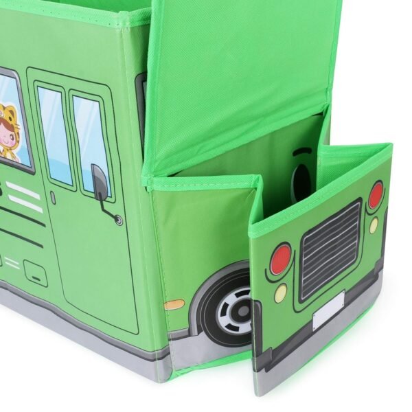 Foldable Bus Shape Toy Box Storage with Lid for Storage of Toys Basket Useful as Toy Organizer mountable Racks Surface Multipurpose Basket for Kids Wardrobe Cabinet Wood with Cloth Cover For Home Decor Books, Game, Baby Cloth (Mix Color & Design ) - Image 5