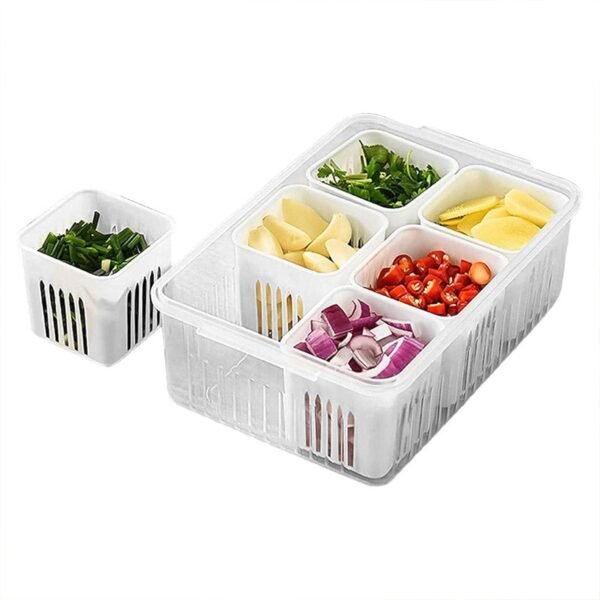 Fridge Storage Boxes Freezer Storage Containers, Container for Kitchen Storage Set, Storage in Kitchen, Vegetable Storage, Draining Crisper Refrigerator Food Box (1 Pc) - Image 9