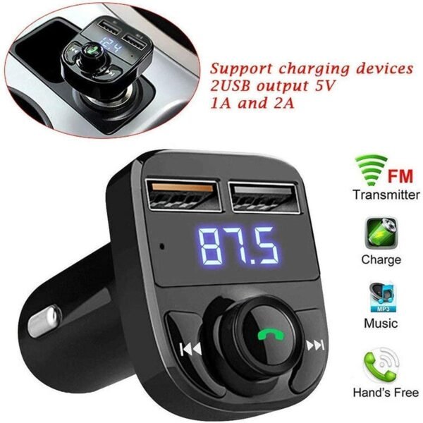 CAR-X8 Bluetooth FM Transmitter Kit for Hands-Free Call Receiver / Music Player / Call Receiver / Fast Mobile Charger Ports for All Smartphones with 3.1A Quick Charge Dual USB Car Charger - Image 5