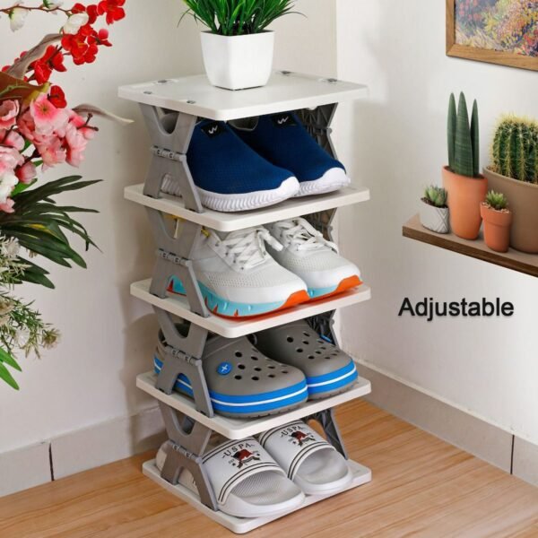 SMART SHOE RACK WITH 8 LAYER SHOES STAND MULTIFUNCTIONAL ENTRYWAY FOLDABLE & COLLAPSIBLE DOOR SHOE RACK FREE STANDING HEAVY DUTY PLASTIC SHOE SHELF STORAGE ORGANIZER NARROW FOOTWEAR HOME - Image 6