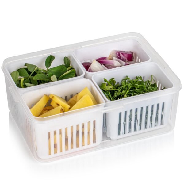 Fridge Storage Boxes Freezer Storage Containers, Container for Kitchen Storage Set, Storage in Kitchen, Vegetable Storage, Draining Crisper Refrigerator Food Box (1 Pc) - Image 14