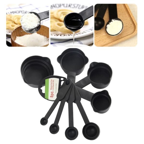 Plastic Measuring Cups and Spoons (8 Pcs, Black) - Image 5