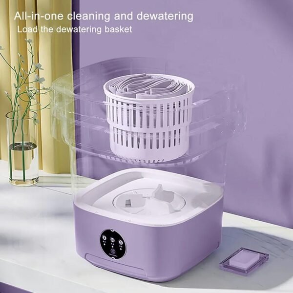 Mini Washing Machine Foldable Mini Washer with Drain Basket Portable Washing Machine Foldable for Laundry Travel Camping RV Baby Clothes - Image 5