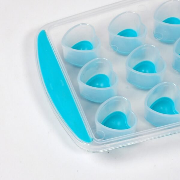 Easy Push Premium POP-UP ice Tray, With Flexible Silicon Bottom and Lid, Heart Shape 18 Cube Trays - Image 5