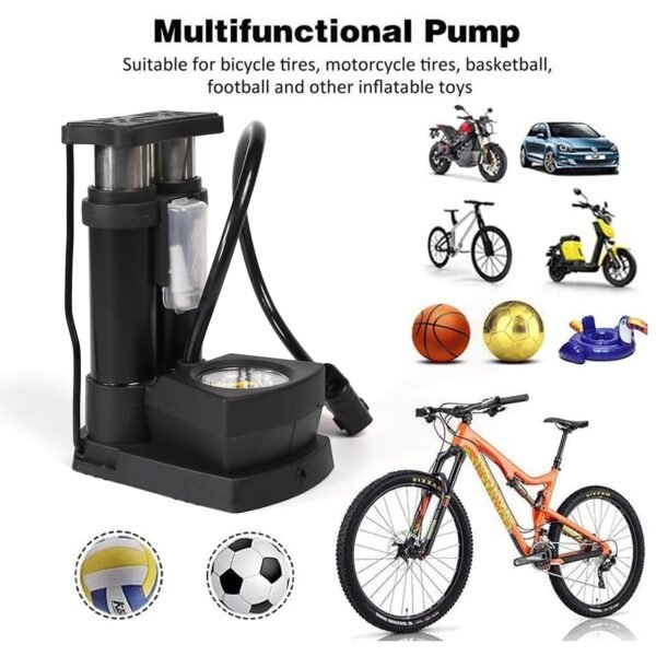 Portable Mini Bike Pump / Cycle Pump Foot Activated with Gauge Floor Bicycle Pump & Cycle Pump