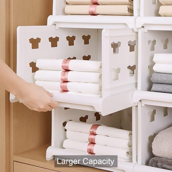 3 Layer Stackable Multifunctional Storage,for Clothes Foldable Drawer Shelf Basket Utility Cart Rack Storage Organizer Cart for Kitchen, Pantry Closet, Bedroom, Bathroom, Laundry(3 Layer 1 Pc) - Image 6