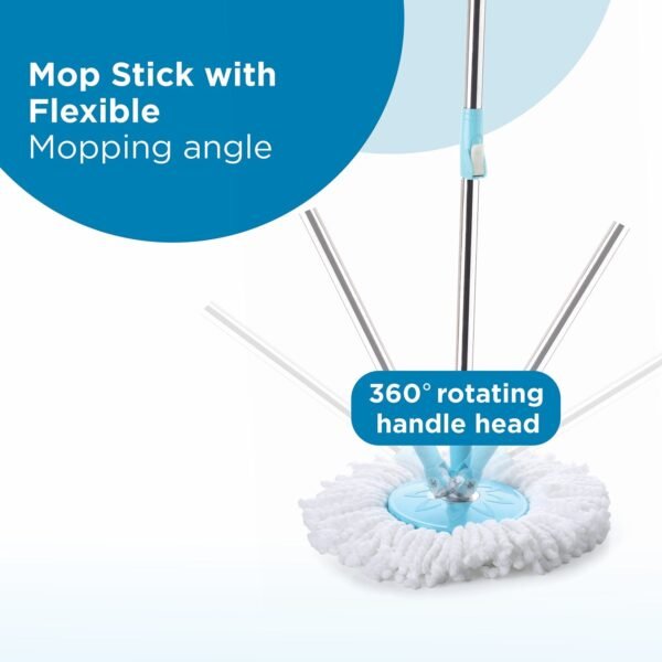 RAPID STEEL SPINNER BUCKET MOP 360 DEGREE SELF SPIN WRINGING WITH 2 ABSORBERS FOR HOME AND OFFICE FLOOR CLEANING MOPS SET - Image 3