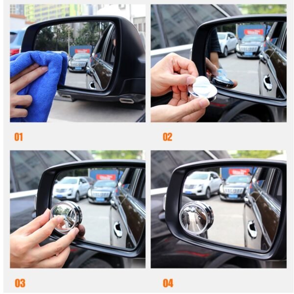 Car Blind Spot Side Mirror Round HD Glass Blind spot Mirror (2 Pc) - Image 4