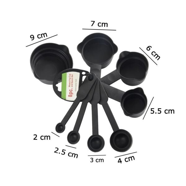 Plastic Measuring Cups and Spoons (8 Pcs, Black) - Image 3