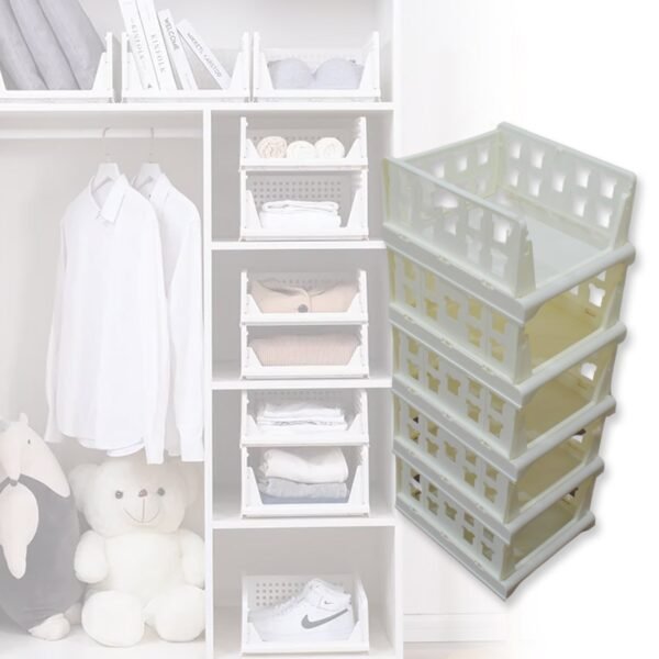 5 Layer Stackable Multifunctional Storage,for Clothes Foldable Drawer Shelf Basket Utility Cart Rack Storage Organizer Cart for Kitchen, Pantry Closet, Bedroom, Bathroom, Laundry (5 Layer 1 Pc) - Image 5