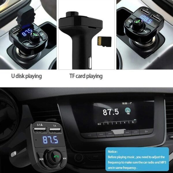 CAR-X8 Bluetooth FM Transmitter Kit for Hands-Free Call Receiver / Music Player / Call Receiver / Fast Mobile Charger Ports for All Smartphones with 3.1A Quick Charge Dual USB Car Charger - Image 6