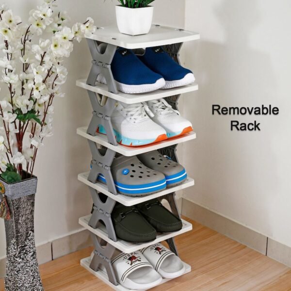 SMART SHOE RACK WITH 8 LAYER SHOES STAND MULTIFUNCTIONAL ENTRYWAY FOLDABLE & COLLAPSIBLE DOOR SHOE RACK FREE STANDING HEAVY DUTY PLASTIC SHOE SHELF STORAGE ORGANIZER NARROW FOOTWEAR HOME - Image 4