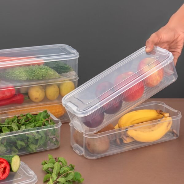 3 Fridge Storage Container, Fridge Organizer with Lid Stackable Fridge Storage Containers Plastic Freezer Storage Containers for Fish, Meat, Vegetables, Fruits, Pack of 3pcs, 1500ML Approx - Image 5