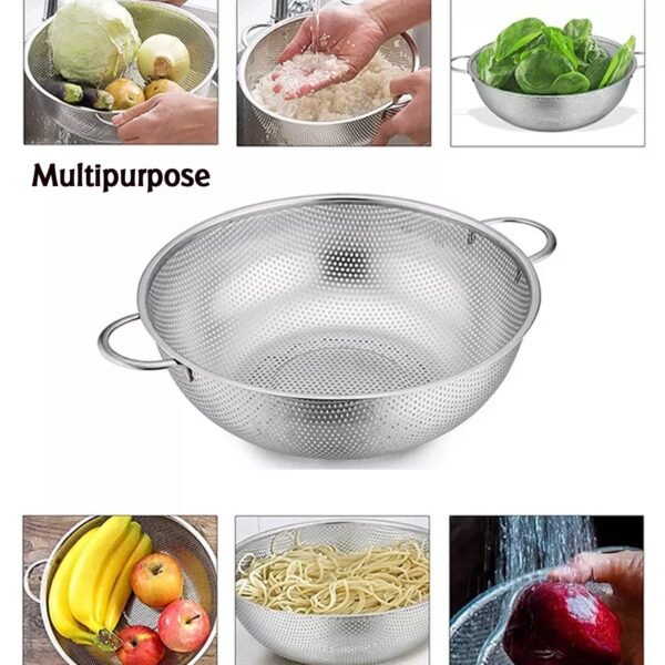 Stainless Steel Rice Vegetables Washing Bowl Strainer Collapsible Strainer. - Image 5