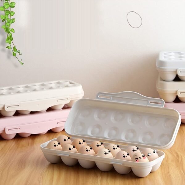 18 Grid Egg Holder Storage, Shock-Proof Egg Container with Buckle, Egg Carrier, Egg Tray, Egg Shelter, Effective Full Seal, Egg House use for Fridge, Camping, Kitchen - Image 5