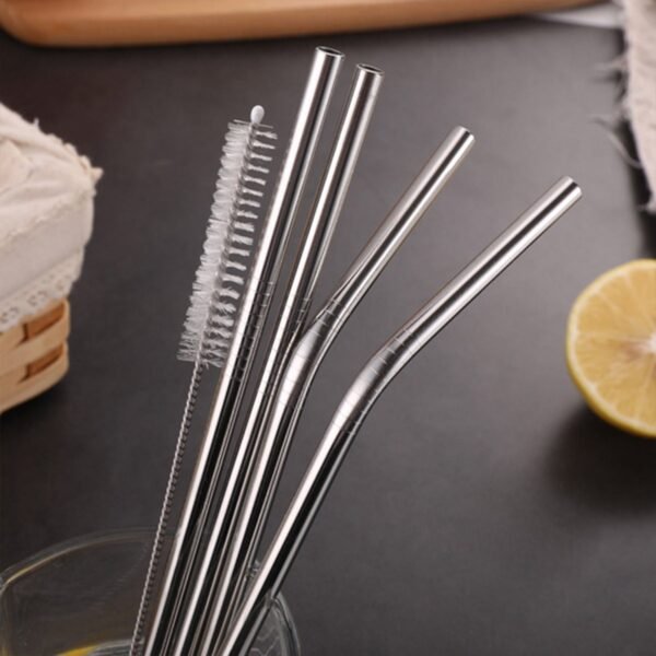 Set of 4 Stainless Steel Straws & Brush (2 Straight straws, 2 Bent straws, 1 Brush) - Image 6