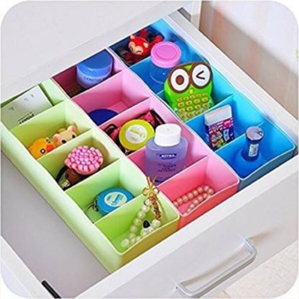 Multi-Function Desktop Drawer Storage Box Clothing Organizer 5 Grid Storage Box Underwear Socks ,Ties Organizer Box (4 Pc Set) - Image 6