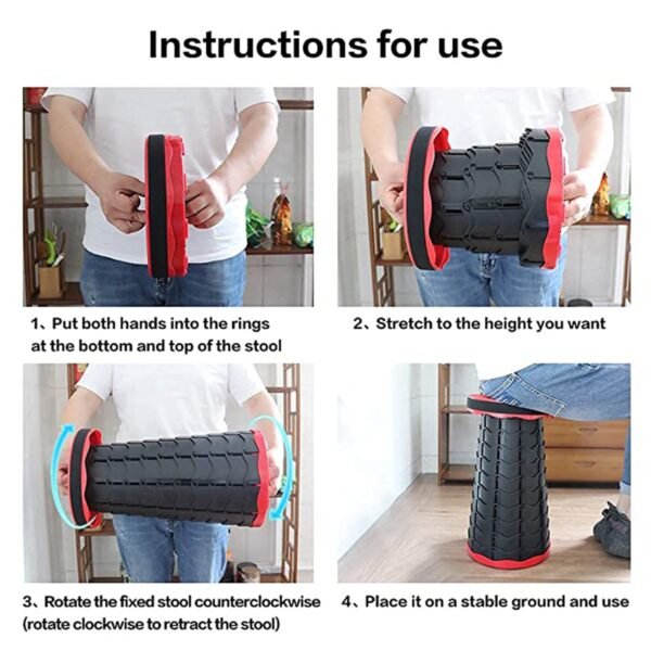 Foldable Retractable Height Adjusting Stool Space Saving Telescopic Stool for Fishing Hiking Stool for Adults and Kids. - Image 6