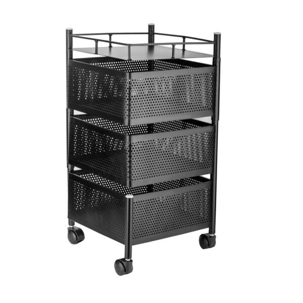 Metal High Quality Kitchen Trolley Kitchen Organizer Items and Kitchen Accessories Items for Kitchen Rack Square Design for Fruits & Vegetable Onion Storage Kitchen Trolley with Wheels (3 Layer) - Image 4