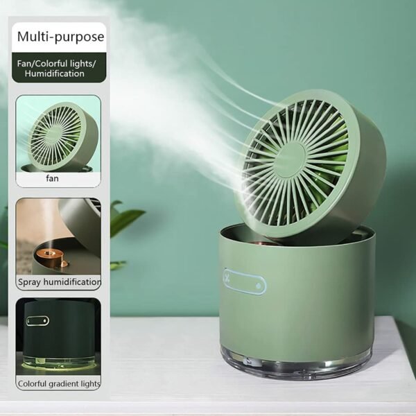 Mini Desktop Cooling Fan, Automatic Shaking Head Rotating Spray humidifier Fan Water Cooling Small Fan Desktop Mini air Conditioning Fan with Small Water Tank (Battery Not Include) - Image 5