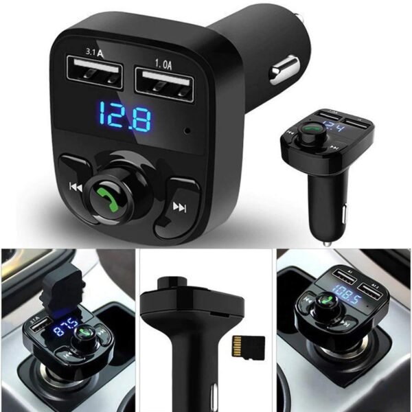 CAR-X8 Bluetooth FM Transmitter Kit for Hands-Free Call Receiver / Music Player / Call Receiver / Fast Mobile Charger Ports for All Smartphones with 3.1A Quick Charge Dual USB Car Charger - Image 3