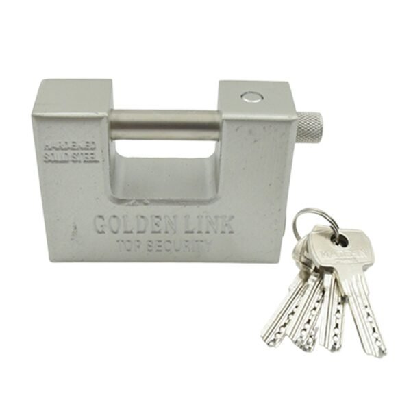 94mm Stainless Steel Padlock: Rectangular, Hardened Steel, 5 Keys - Image 4