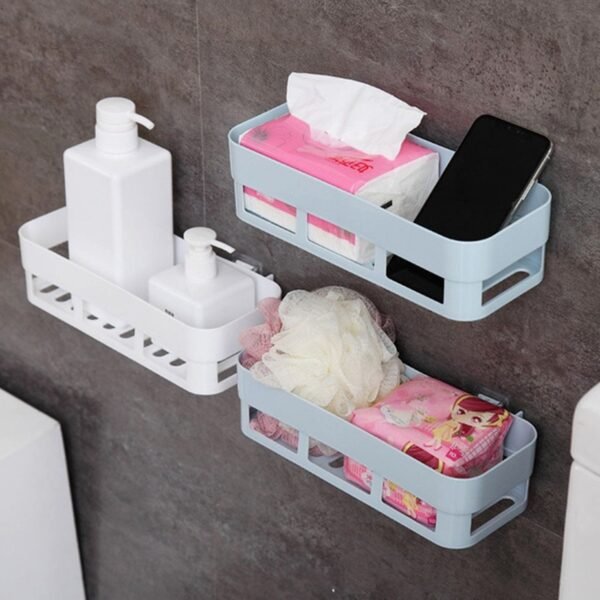 ABS Plastic Shower Corner Caddy Basket Shelf Rack with Wall Mounted Suction Cup for Bathroom Kitchen - Image 5