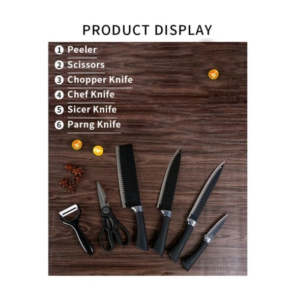 Stainless Steel Knife Set With Chef Peeler And Scissor (6 Pieces) - Image 7