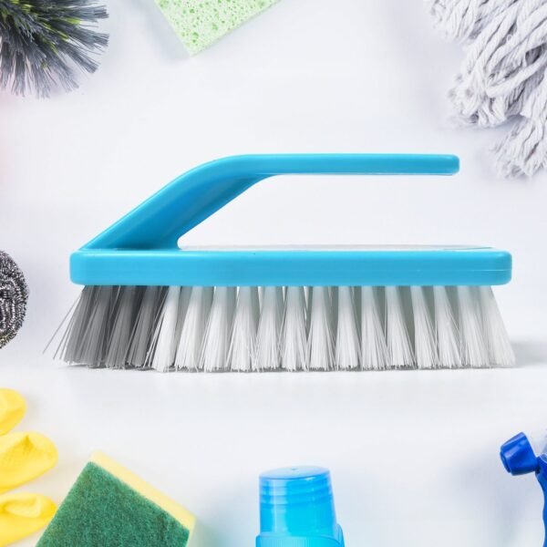 MULTIPURPOSE DURABLE CLEANING BRUSH WITH HANDLE FOR CLOTHES LAUNDRY FLOOR TILES AT HOME KITCHEN SINK, WET AND DRY WASH CLOTH SPOTTING WASHING SCRUBBING BRUSH.