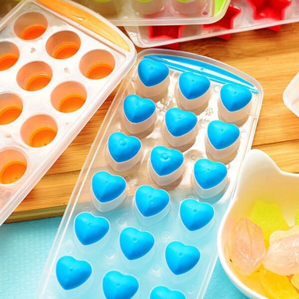 Easy Push Premium POP-UP ice Tray, With Flexible Silicon Bottom and Lid, Heart Shape 18 Cube Trays - Image 7