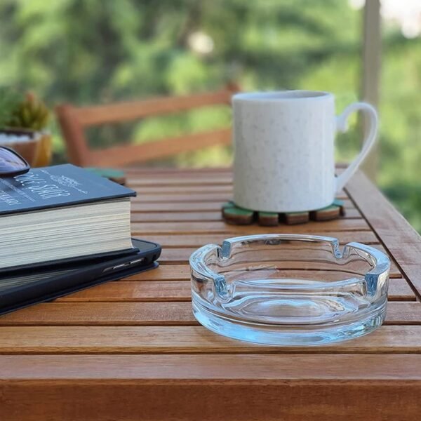 Glass Classic Crystal Quality Cigar Cigarette Ashtray Round Tabletop for Home Office Indoor Outdoor Home Decor - Image 3