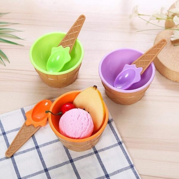 Ice-Cream Waffle Spoon Bowel Cup Set