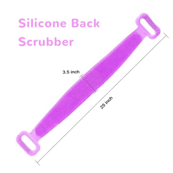 SILICONE BODY BACK SCRUBBER DOUBLE SIDE BATHING BRUSH FOR SKIN DEEP CLEANING WITH HOOK - Image 7