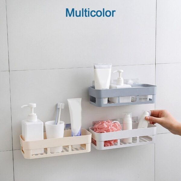 ABS Plastic Shower Corner Caddy Basket Shelf Rack with Wall Mounted Suction Cup for Bathroom Kitchen - Image 4