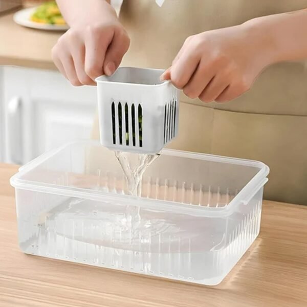 Fridge Storage Boxes Freezer Storage Containers, Container for Kitchen Storage Set, Storage in Kitchen, Vegetable Storage, Draining Crisper Refrigerator Food Box (1 Pc) - Image 11