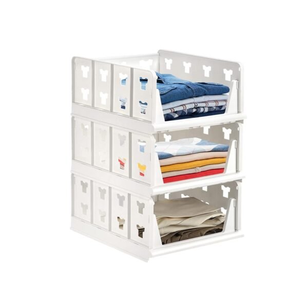 3 Layer Stackable Multifunctional Storage,for Clothes Foldable Drawer Shelf Basket Utility Cart Rack Storage Organizer Cart for Kitchen, Pantry Closet, Bedroom, Bathroom, Laundry(3 Layer 1 Pc) - Image 4